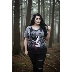 Disney Snow White and Evil Queen with Red Apple Ombre Graphic Tee 4XL NWOT